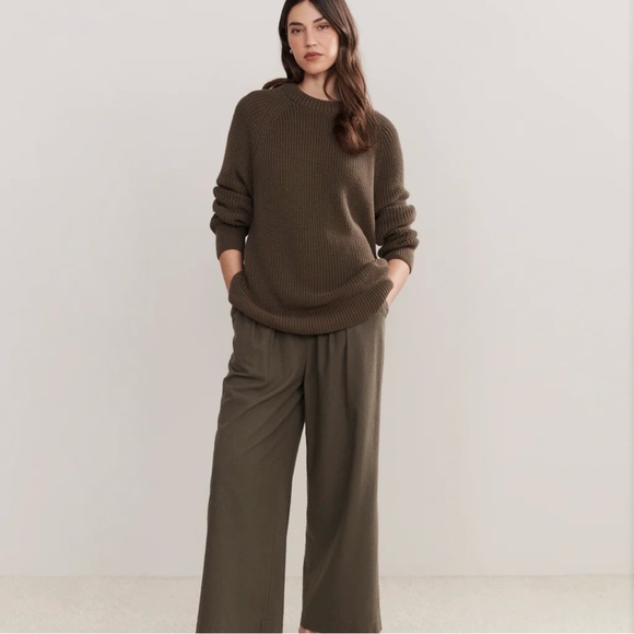 NWT *sold out* Jenni Kayne Oversized Cotton Fisherman sweater Olive moss XXL - Picture 4 of 16